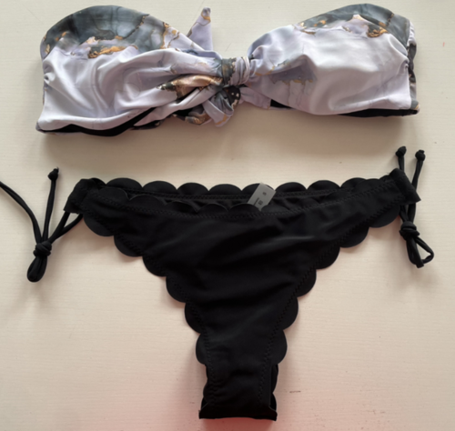 Beach Bikini Woman Sexy Front Lace Up Tie Strapless Leopard