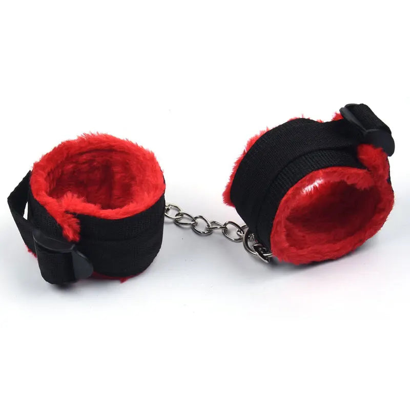 44cm PU Leather Whip Flogger Plush Nylon Plush Sex Handcuffs Bondage