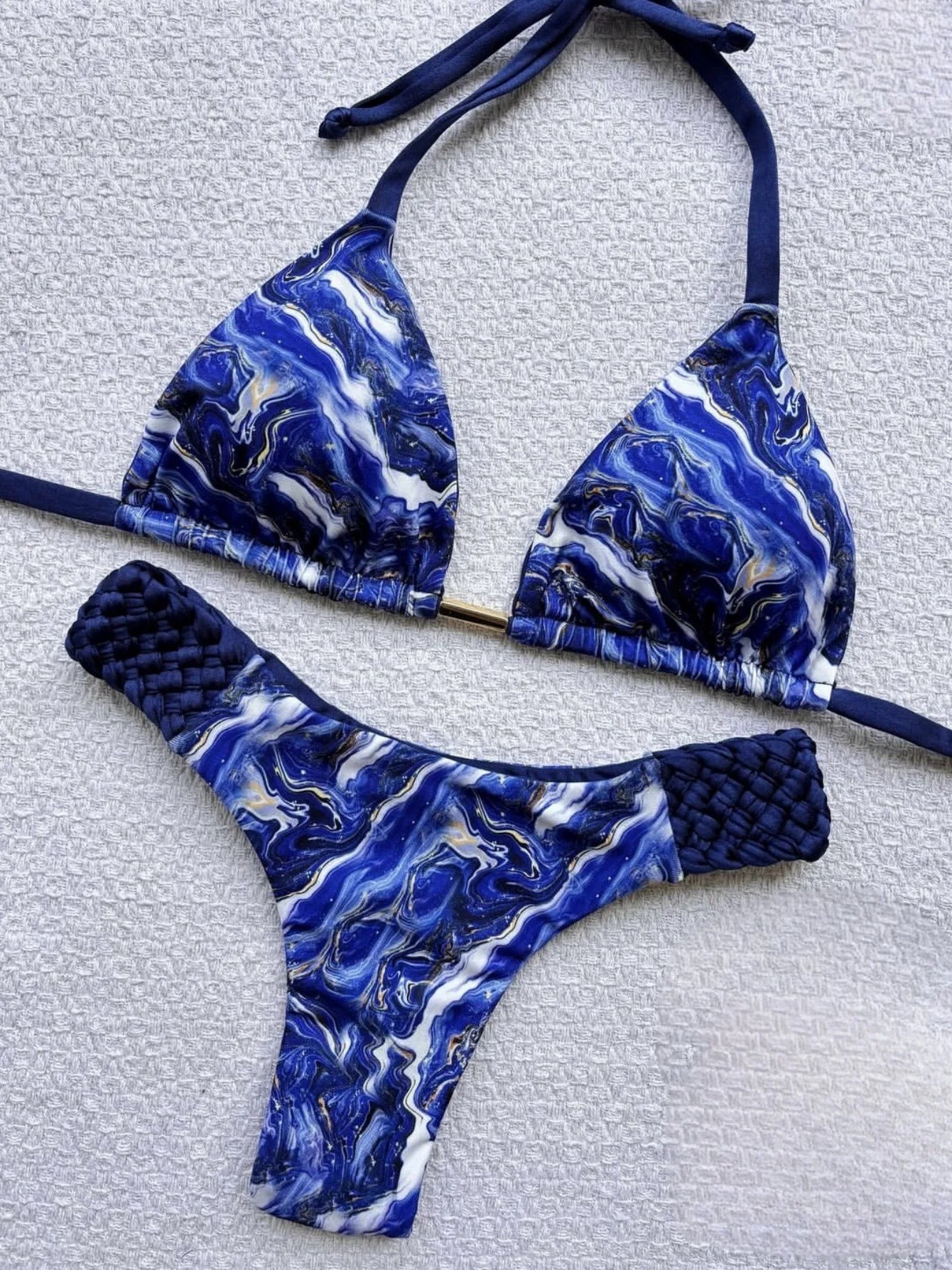 Print Halter Mini Thong High Cut Bikini Female Swimsuit