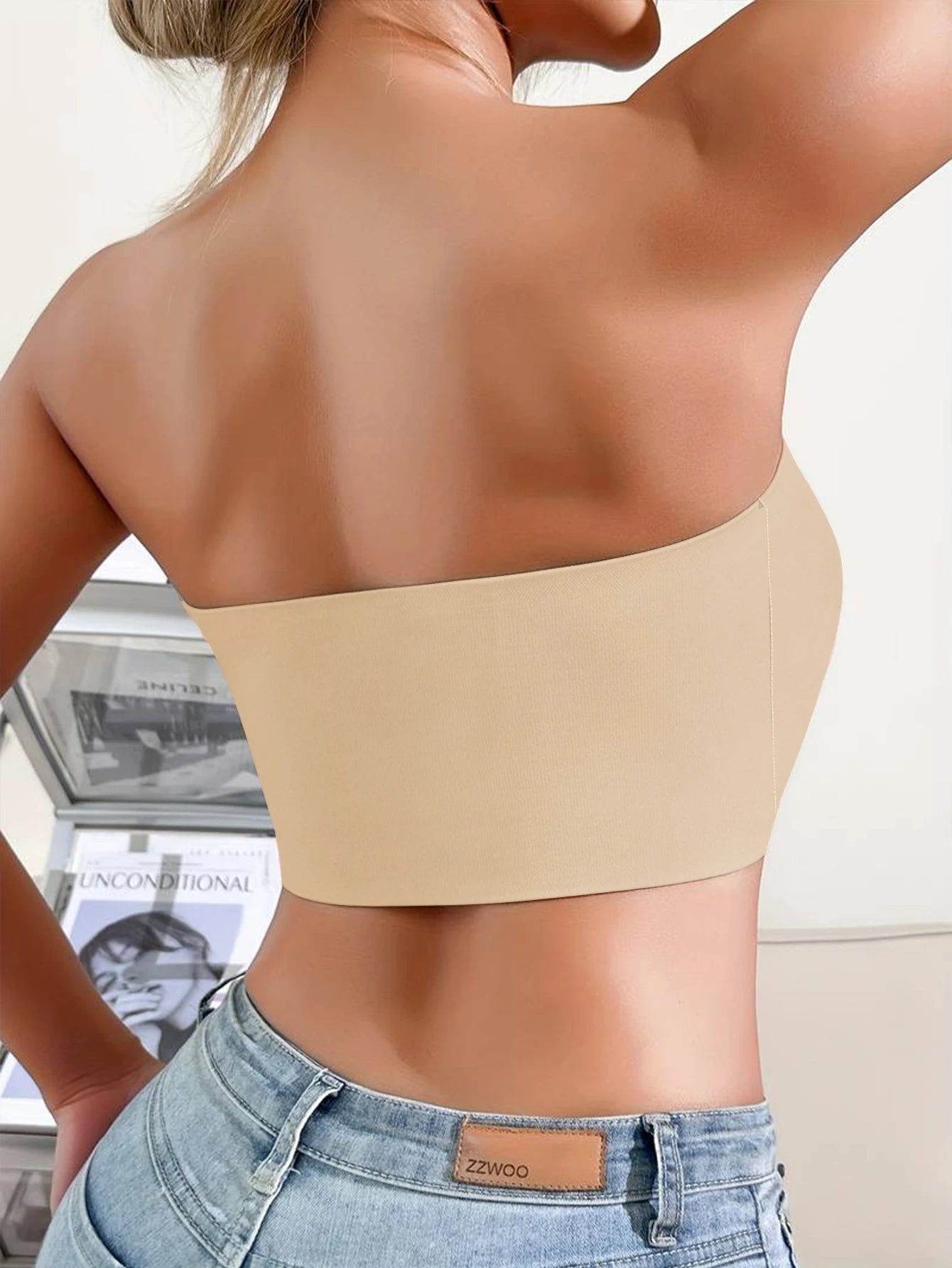 Women's Strapless No Padding Seamless Front Button Bra Comfortable