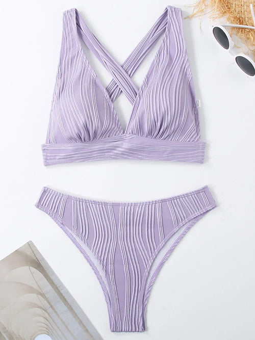 Wrinkled Crinkled Bikini Women Swimwear Female Swimsuit