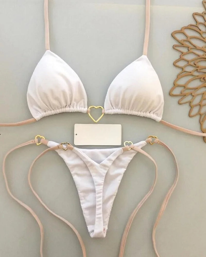 Sexy Halter Solid color Bikini Set Women's Swimsuit