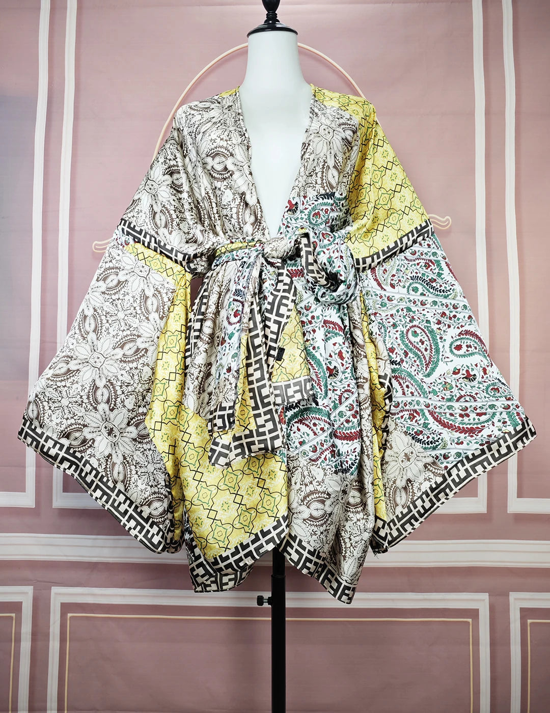 Elegant Floral Summer Sexy Lady Beach Bikini Mini Kimonos Plus Size