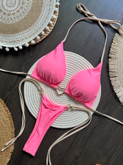Sexy Halter Solid color Bikini Set Women's Swimsuit