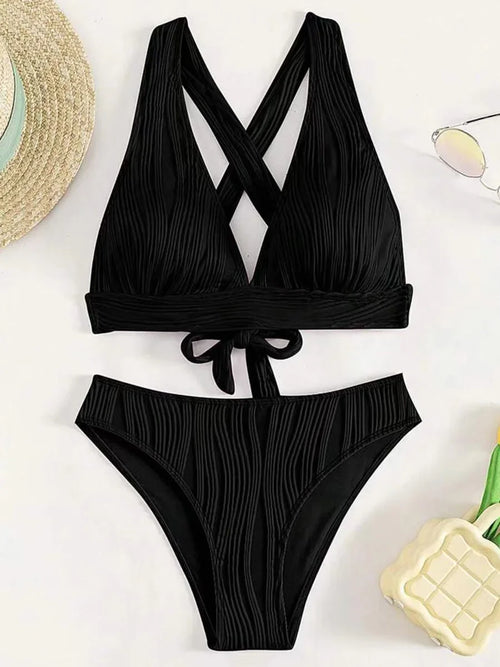 Wrinkled Crinkled Bikini Women Swimwear Female Swimsuit