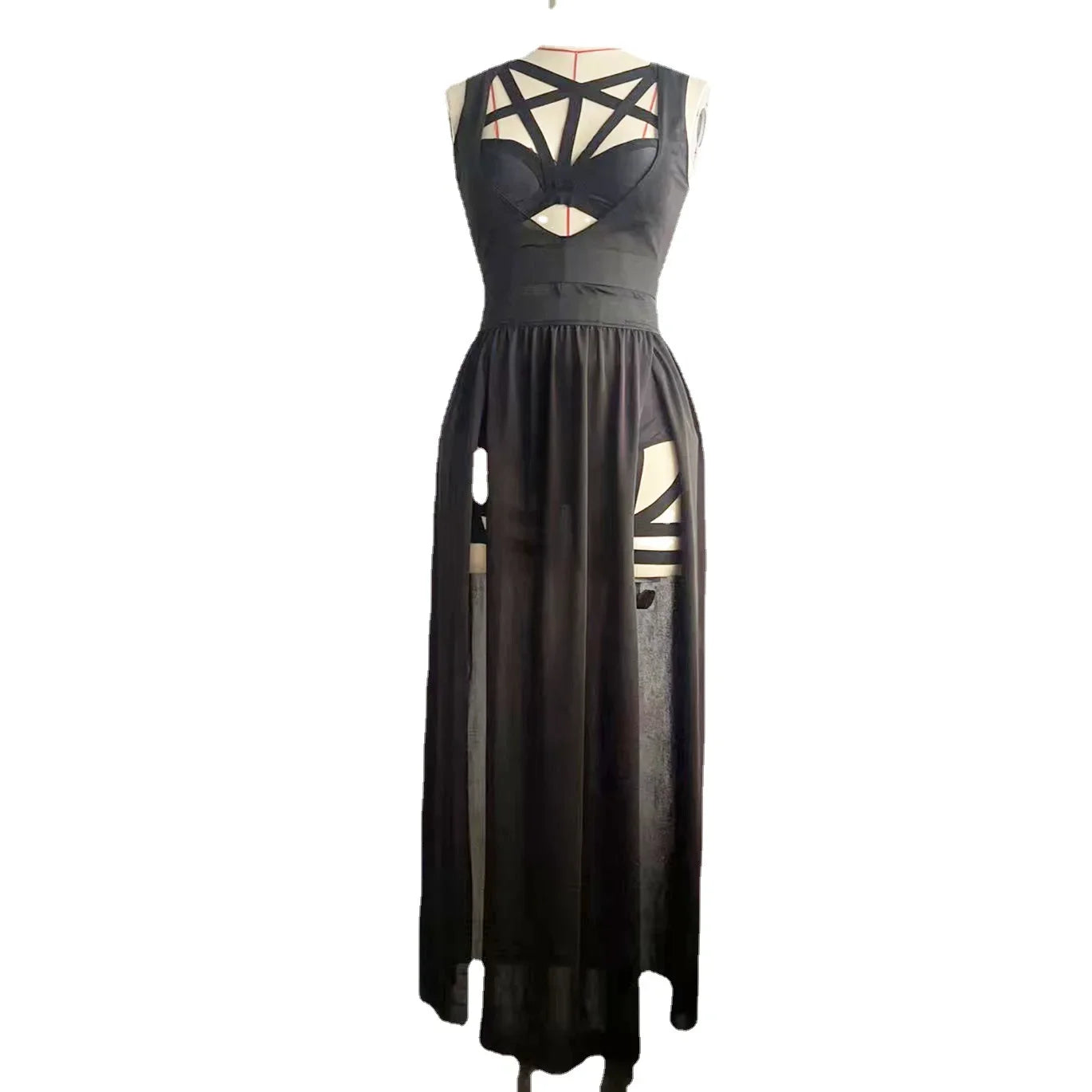 3 Pieces Sets Women Dress with Chest Pads Gothic Sexy Erotic