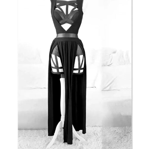 3 Pieces Sets Women Dress with Chest Pads Gothic Sexy Erotic