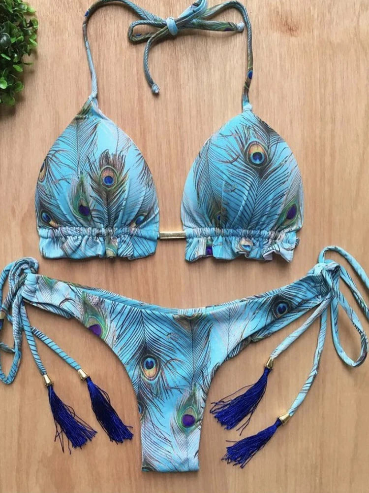 Sexy Micro Bikinis Set New Swimsuit Women Feather