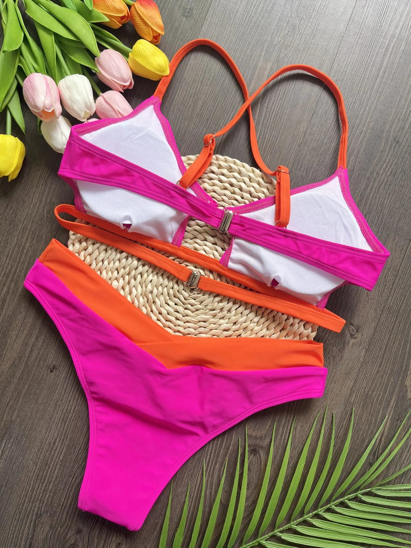 Sexy Solid Splicing Bikinis Set Women's Swimsuit Two-piece