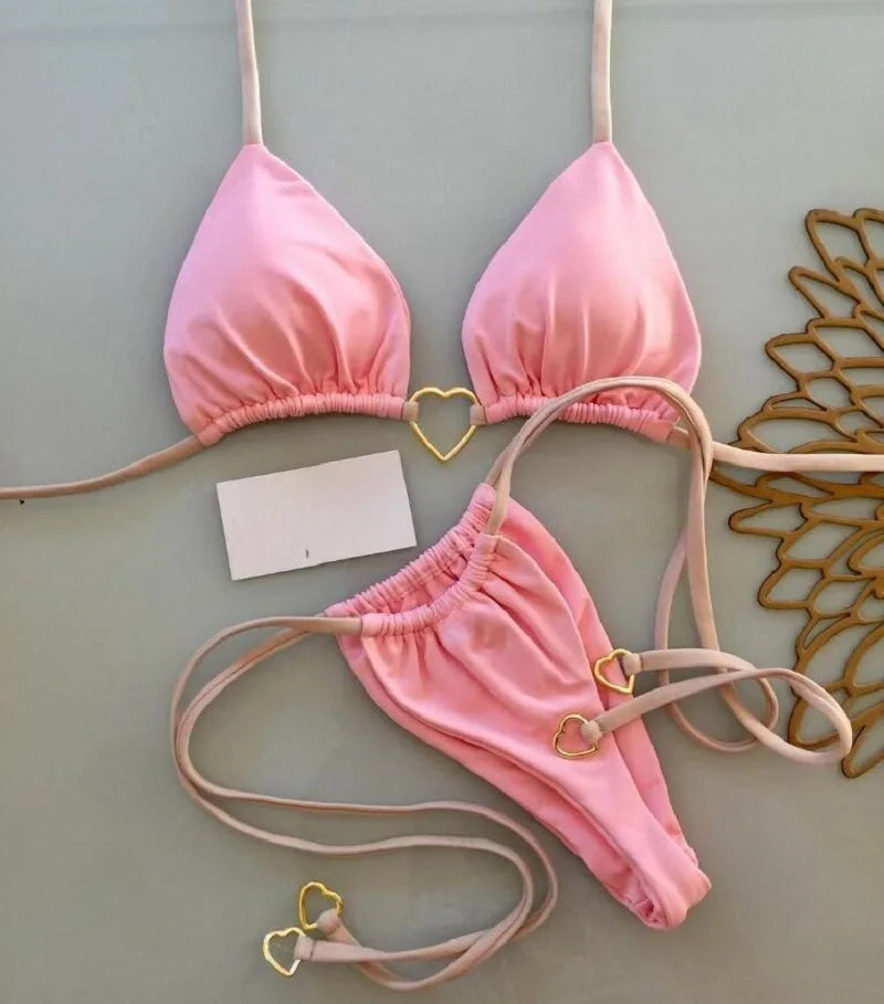 Sexy Halter Solid color Bikini Set Women's Swimsuit