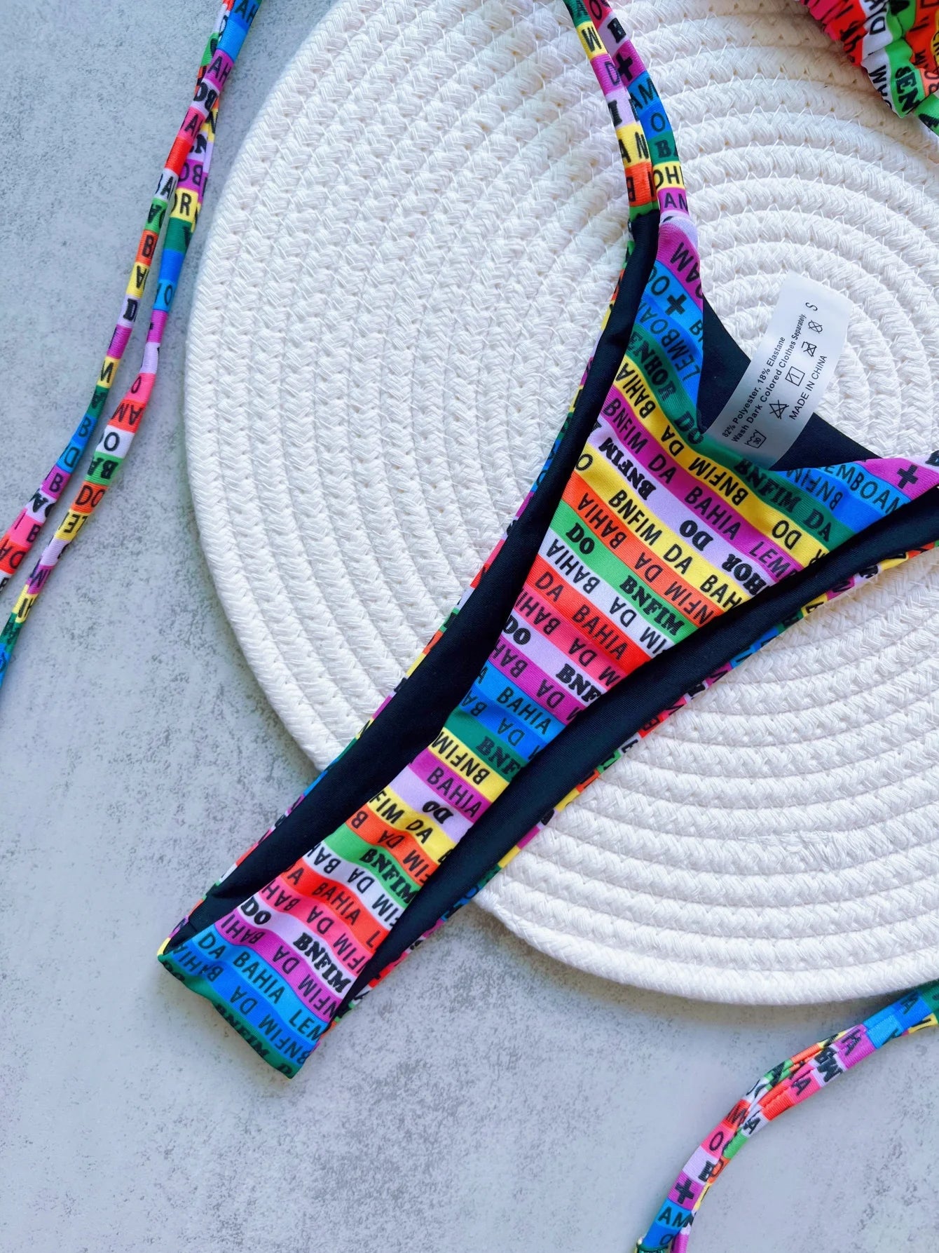 Letters Printed Colorful Mini Thong Bikini Women Swimwear
