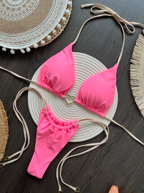 Sexy Halter Solid color Bikini Set Women's Swimsuit
