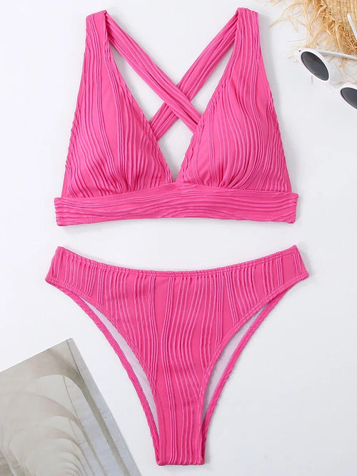 Wrinkled Crinkled Bikini Women Swimwear Female Swimsuit