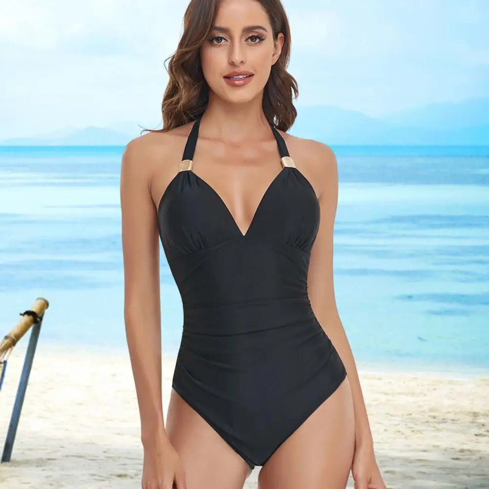 Women Swimwear High Waist Sleeveless Padded Bathing Suit One-piece