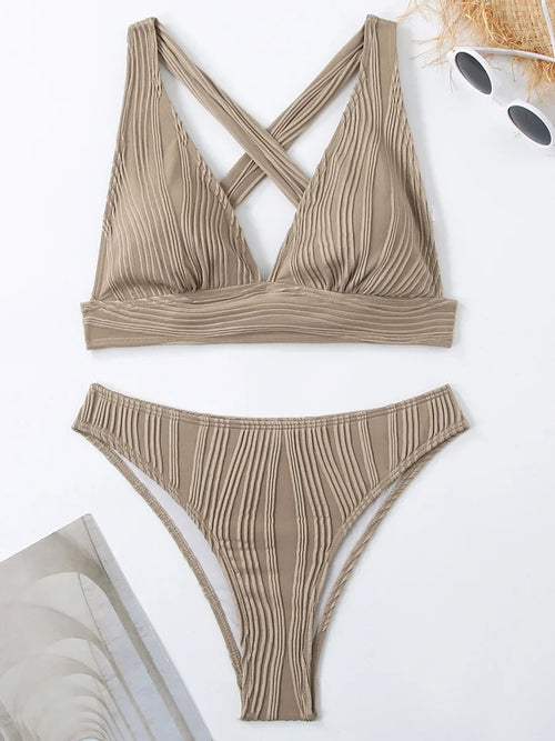 Wrinkled Crinkled Bikini Women Swimwear Female Swimsuit