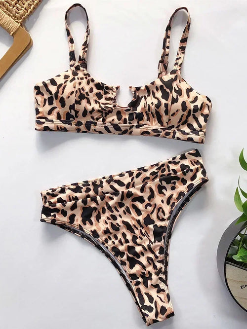 Sexy Snake Printed Female Swimsuit High Waist Bikini Women Swimwear