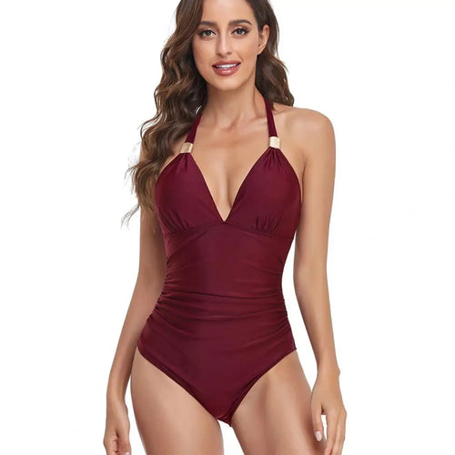 Women Swimwear High Waist Sleeveless Padded Bathing Suit One-piece