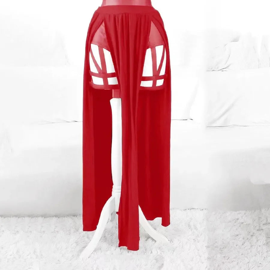 3 Pieces Sets Women Dress with Chest Pads Gothic Sexy Erotic