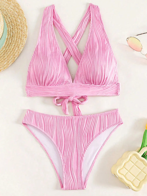 Wrinkled Crinkled Bikini Women Swimwear Female Swimsuit