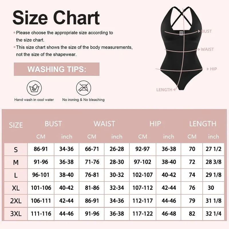 Halter Bodysuit Deep V Camisole Adjustable Strap Shapewear Top Tummy