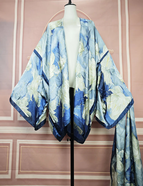 Elegant Floral Summer Sexy Lady Beach Bikini Mini Kimonos Plus Size
