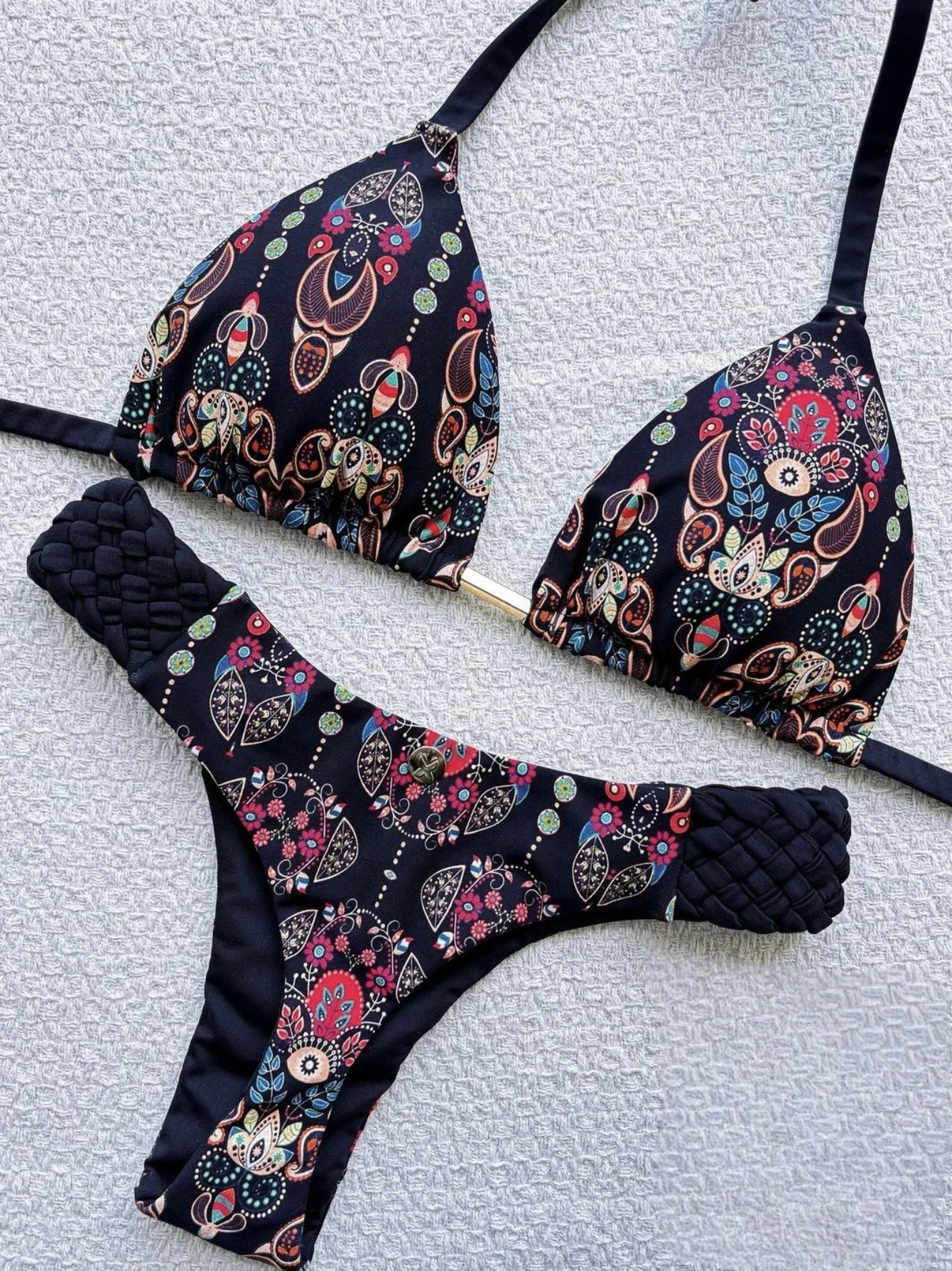 Print Halter Mini Thong High Cut Bikini Female Swimsuit