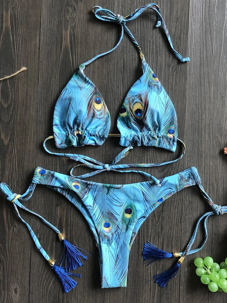 Sexy Micro Bikinis Set New Swimsuit Women Feather