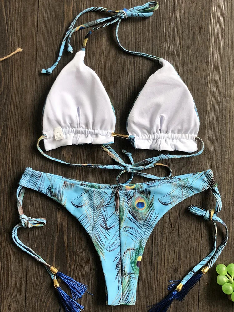 Sexy Micro Bikinis Set New Swimsuit Women Feather