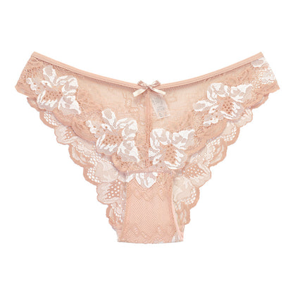 Cross Sheer Low Waist Lace Foreign Trade Underwear Women's Comfortable Breathable Hollow Hip Lifting