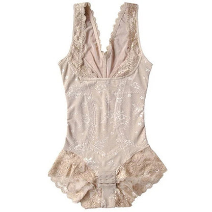 Seamless Lace-Trim Shapewear Bodysuit
