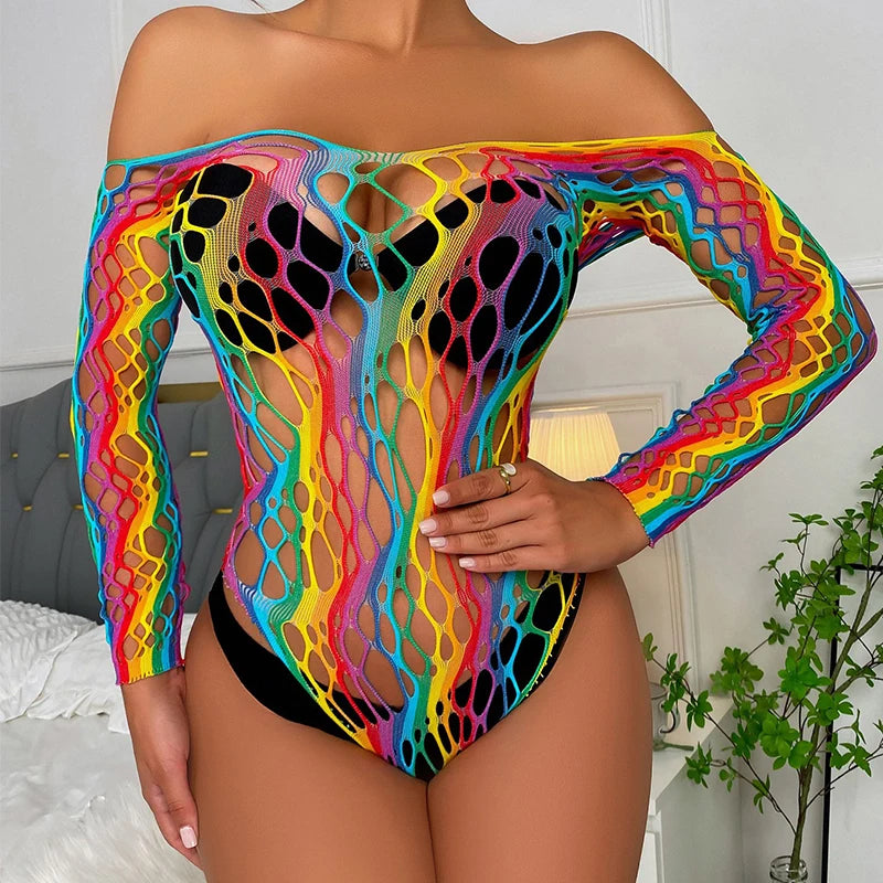 Sheer Mesh Long-Sleeve Bodysuit
