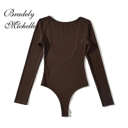 One-Line Neck Backless Bodysuit