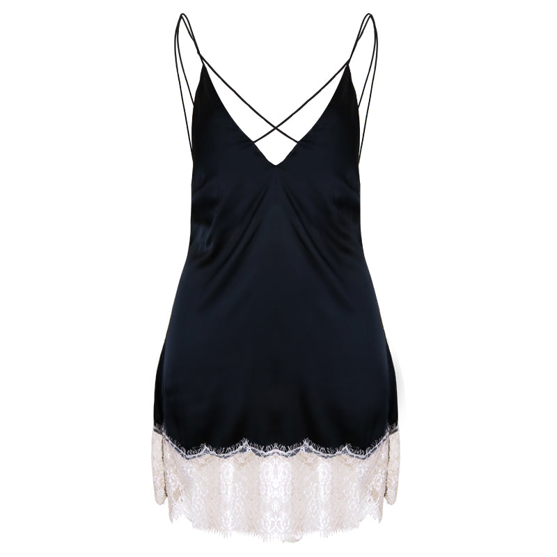 Strapless cross back lace nightdress