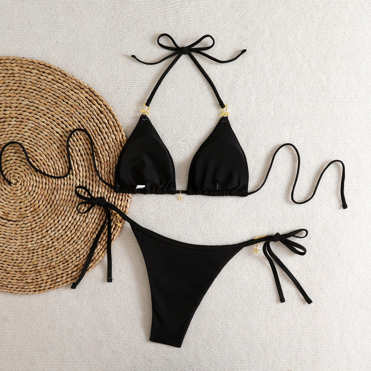 Halterneck Open-back Two-piece Swimsuit