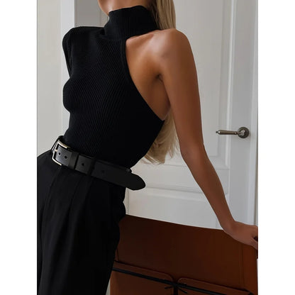 One Shoulder Ribbed Knit Long Sleeve Bodysuit