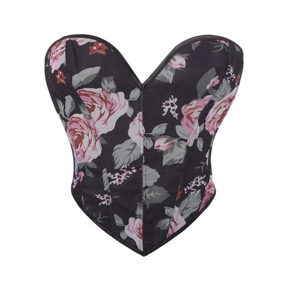 Corsets Crop Tops Golden Printed Bustiers