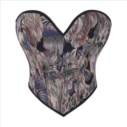 Corsets Crop Tops Golden Printed Bustiers