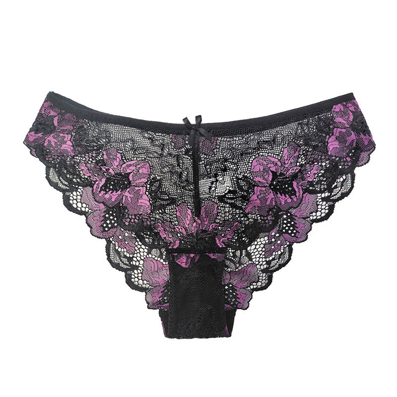 Cross Sheer Low Waist Lace Foreign Trade Underwear Women's Comfortable Breathable Hollow Hip Lifting