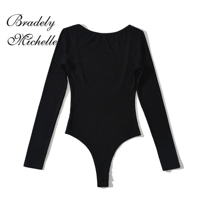 One-Line Neck Backless Bodysuit
