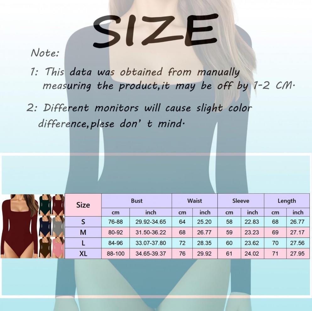 Women Long Sleeve Square Neck Tummy Shaper Bodysuit Sexy Slimming