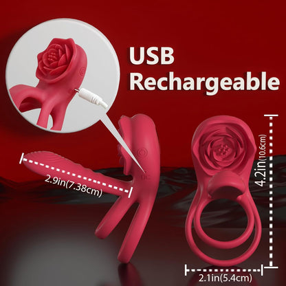 Cock Ring With Rose Clitoral Stimulator