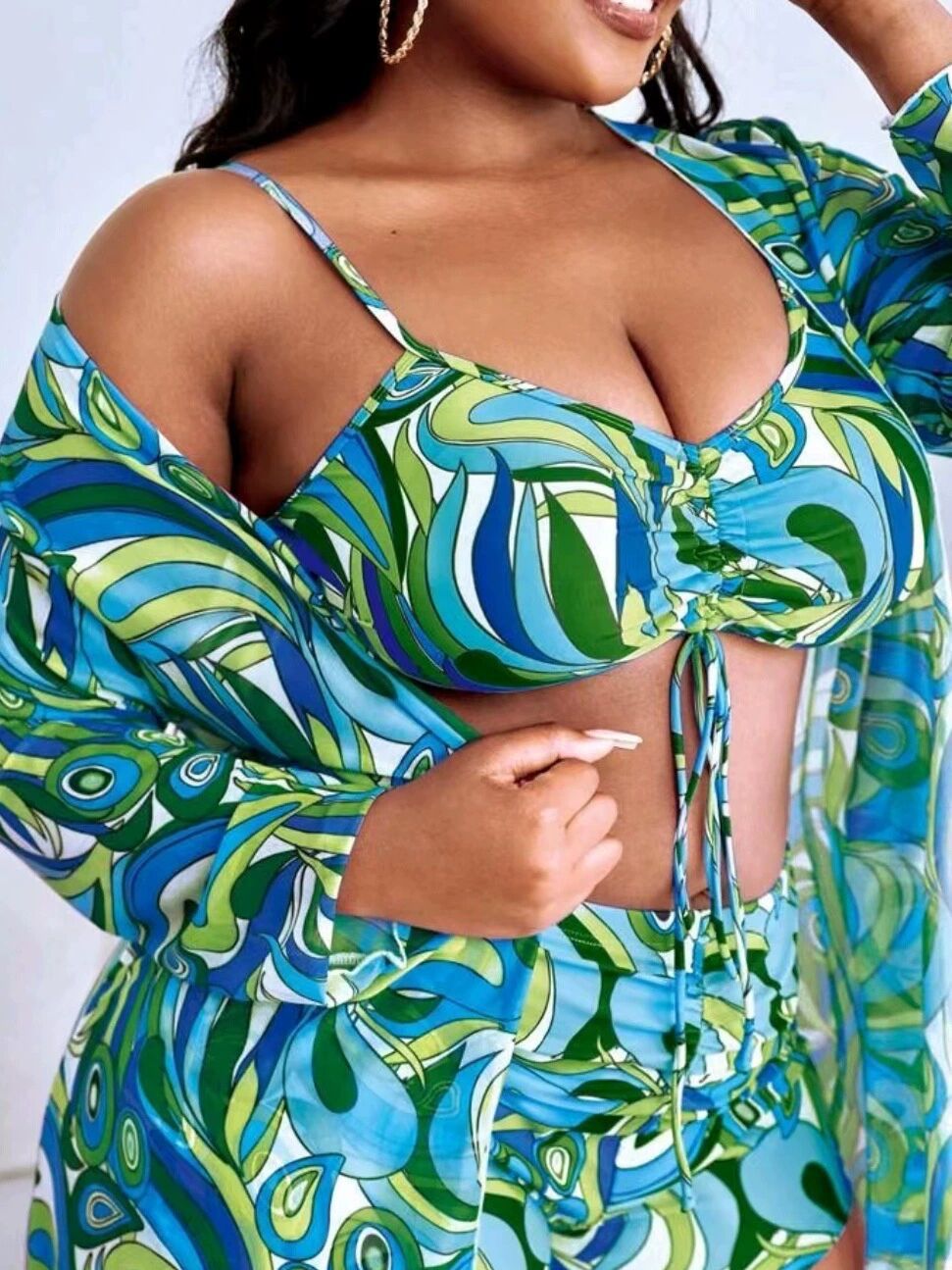 Women's Floral Swimsuit Bikini Three-piece Set