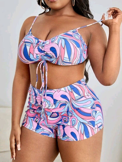 Women's Floral Swimsuit Bikini Three-piece Set