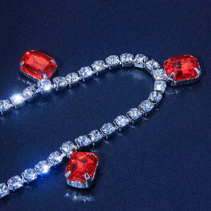 Double Red Rhinestone Nipple Body Chain