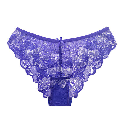 Cross Sheer Low Waist Lace Foreign Trade Underwear Women's Comfortable Breathable Hollow Hip Lifting