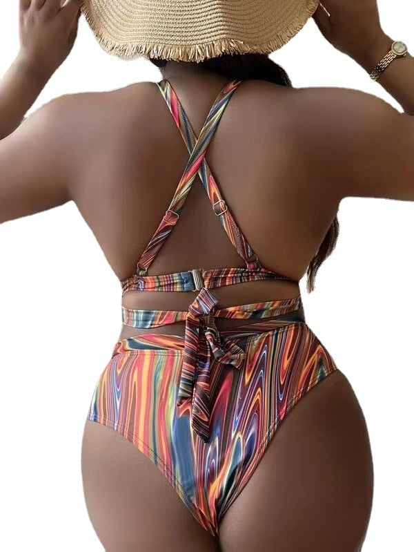 Women's Fashion Split High Waist Bikini Swimsuit