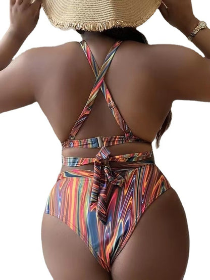 Women's Fashion Split High Waist Bikini Swimsuit