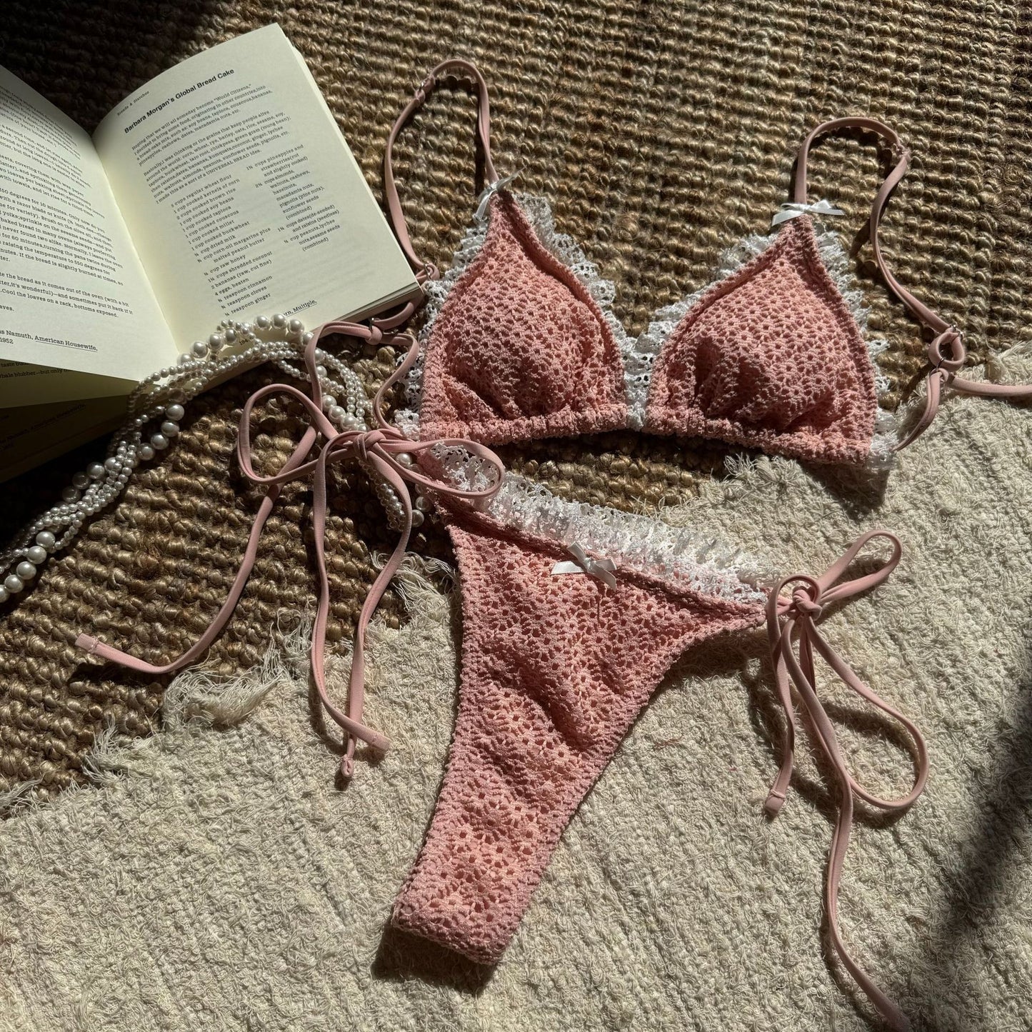 Bow-tie Open-back Two-piece Swimsuit