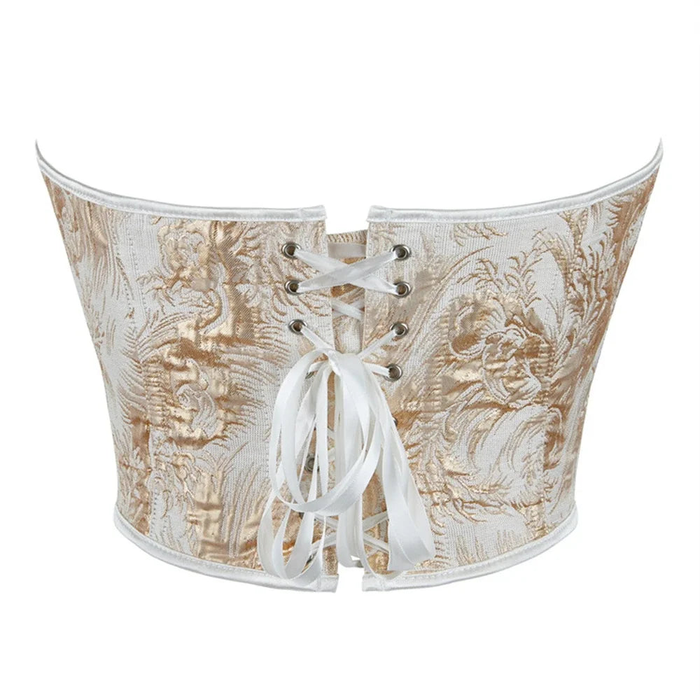 Corsets Crop Tops Golden Printed Bustiers