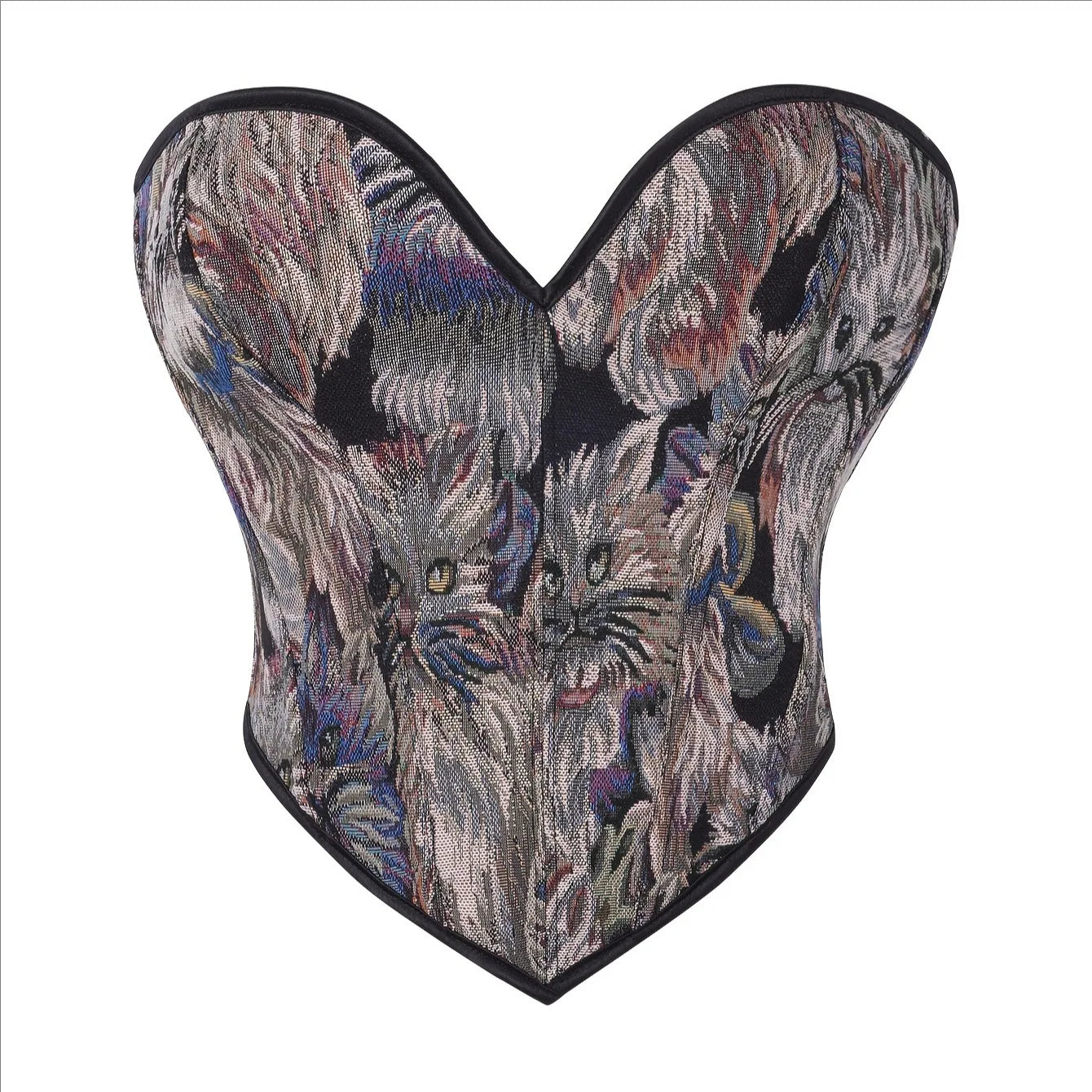 Corsets Crop Tops Golden Printed Bustiers